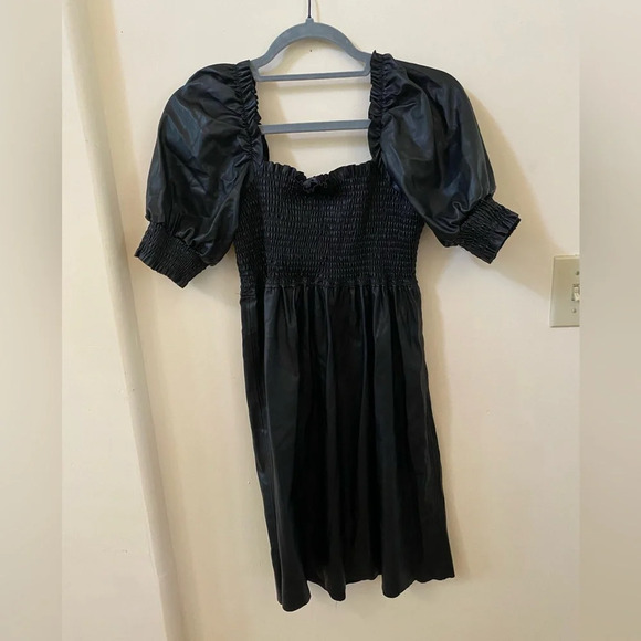 7 FOR ALL MANKIND ATHENA NAP BLACK FAUX LEATHER SQUARE NECK DRESS NWT SIZE M - Picture 8 of 8